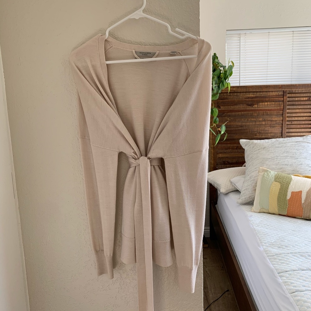 All Saints Wool Wrap Cardigan in Beige - XS